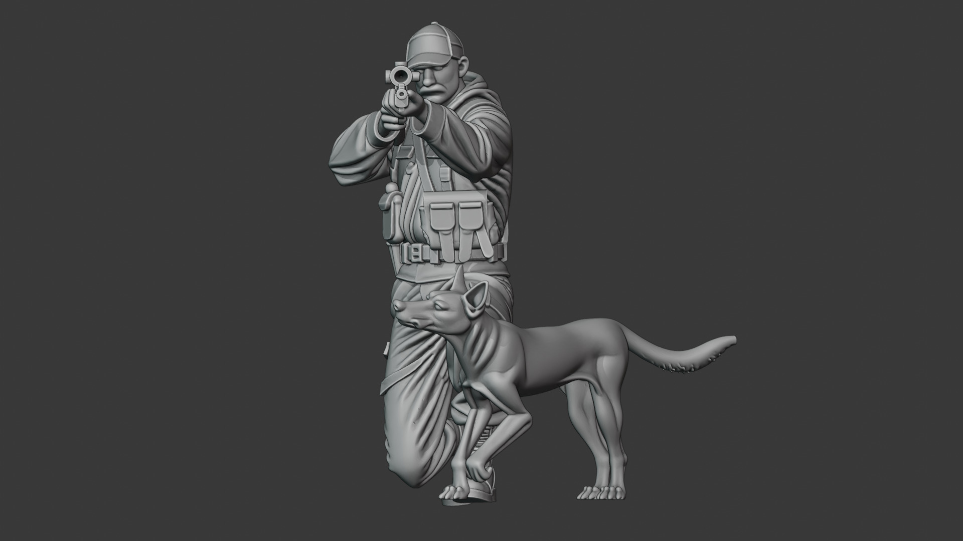 Hunter Sniper and Dog 3D model_1