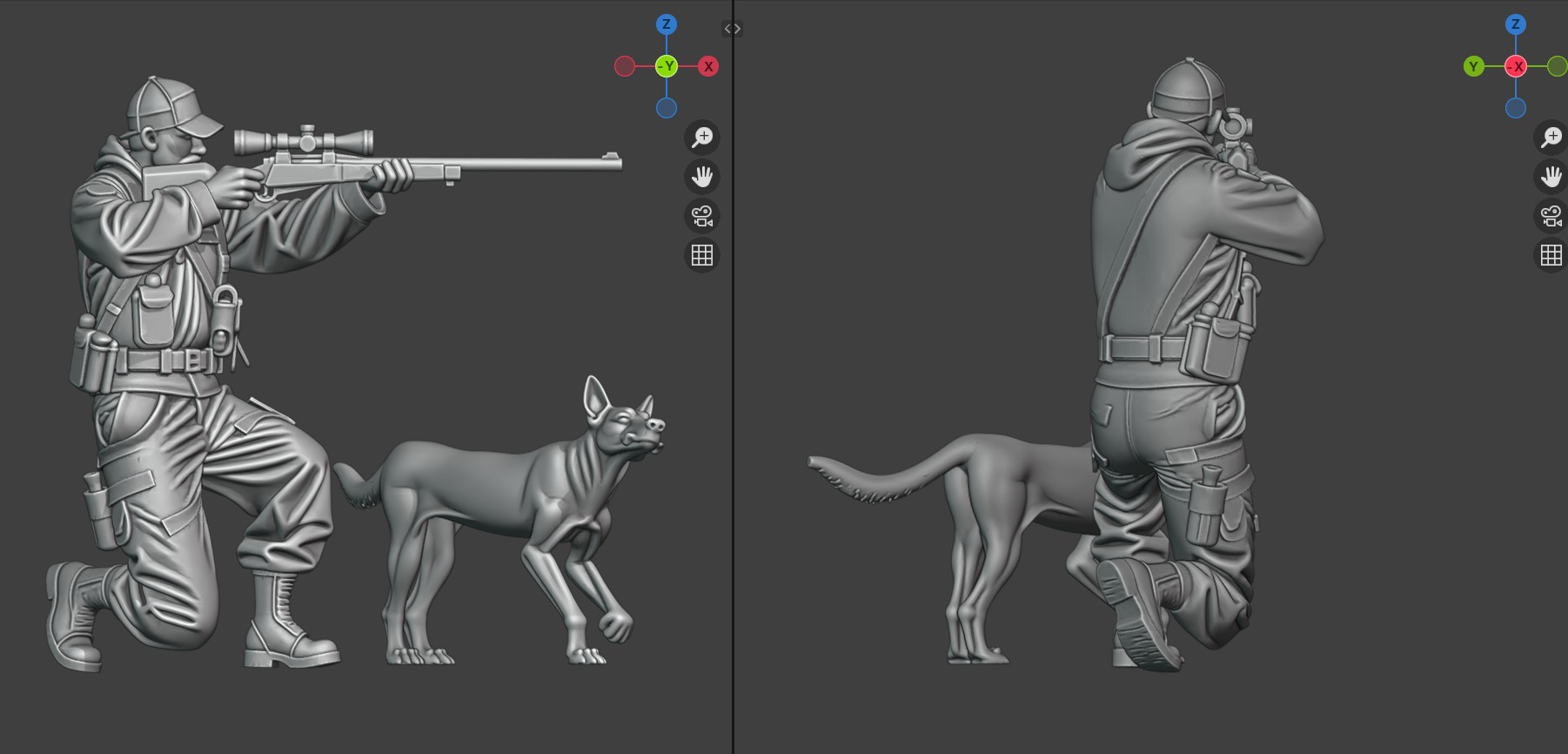 Hunter Sniper and Dog 3D model_2