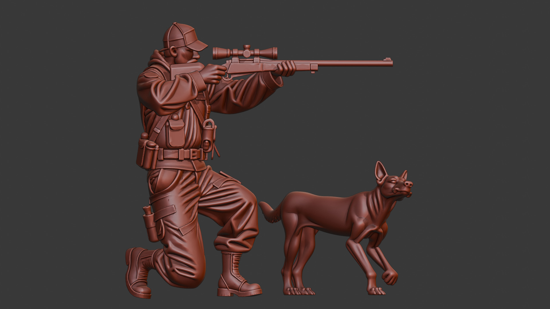 Hunter Sniper and Dog 3D model_4
