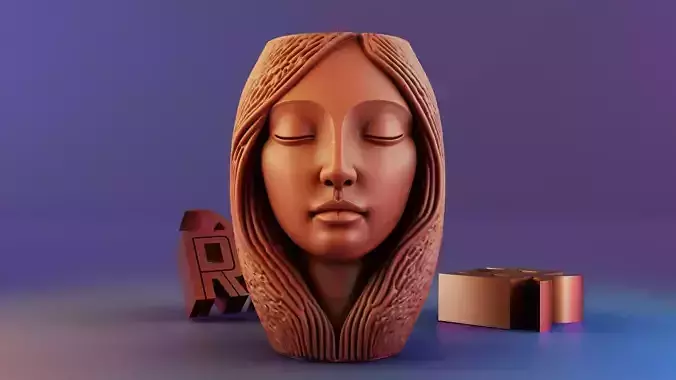 Girl Face Vase Planter 3D print model