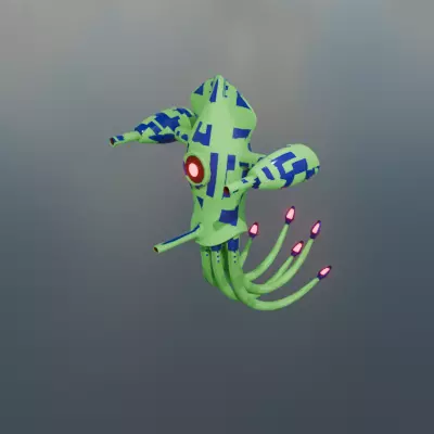 Scifi Spcae Squid Low-poly 3D model