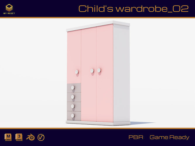 Childs wardrobe 02 Low-poly 3D model