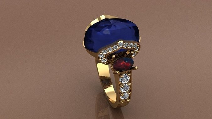 Cabochon Signet ring 3D print model