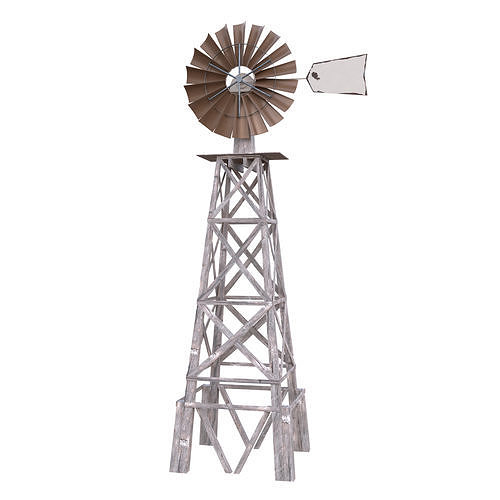 Old Wind Turbine Low-poly 3D model