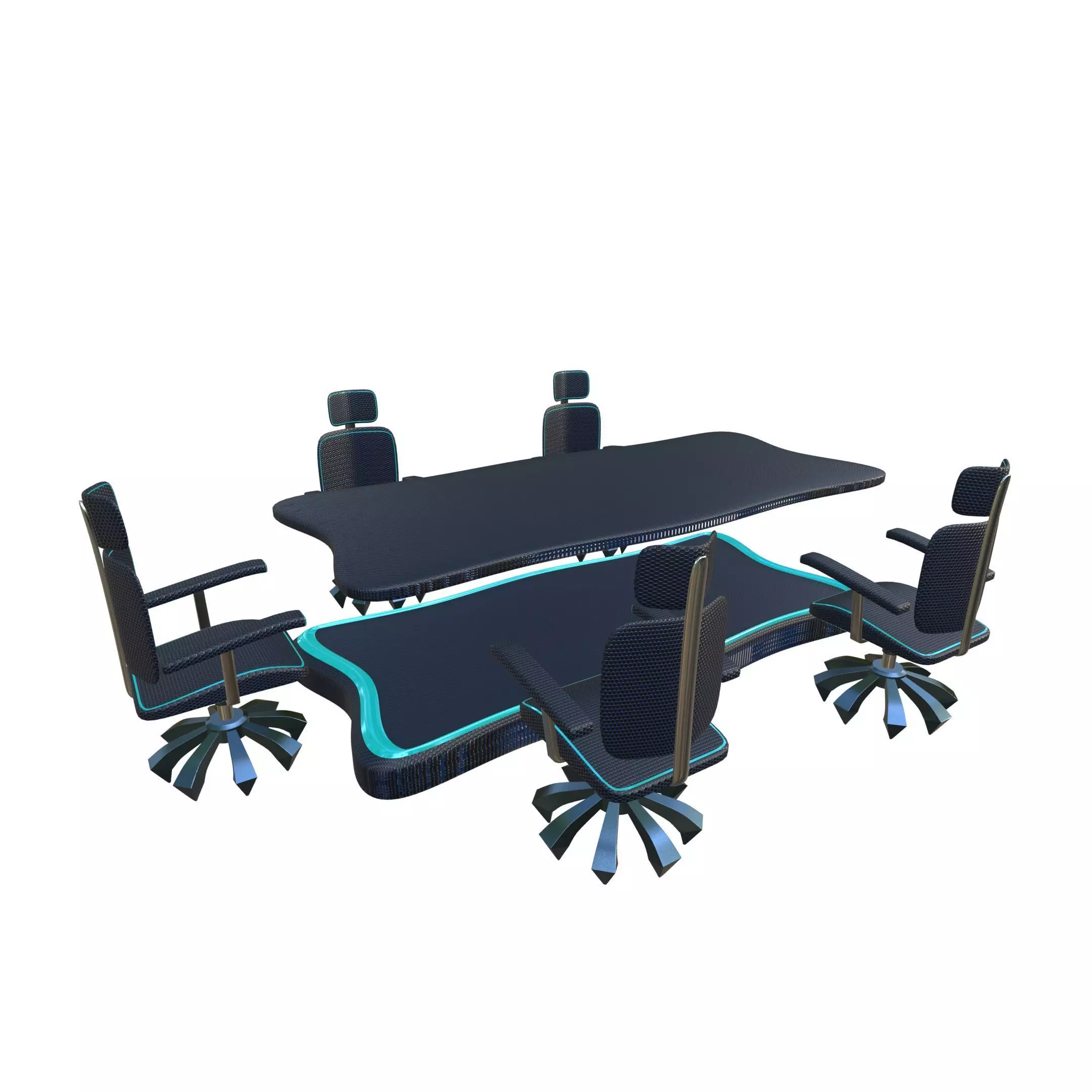 Futuristic Conference Table and Office Chair Set 2K PBR Model 3D model