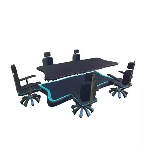 Futuristic Conference Table and Office Chair Set 2K PBR Model