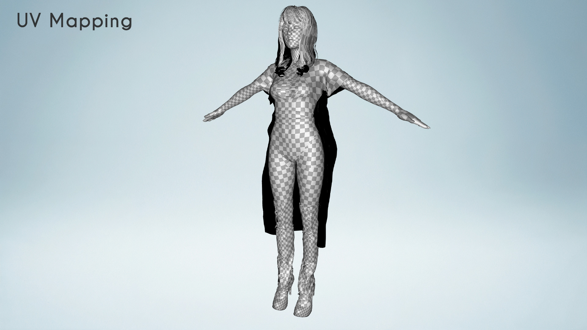 Realistic Dark Sorceress Woman Character Magic Low-poly 3D model_23