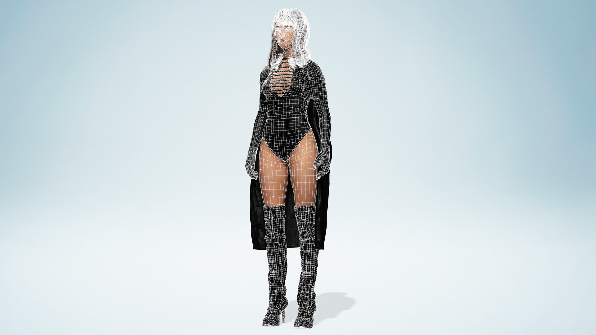 Realistic Dark Sorceress Woman Character Magic Low-poly 3D model_24