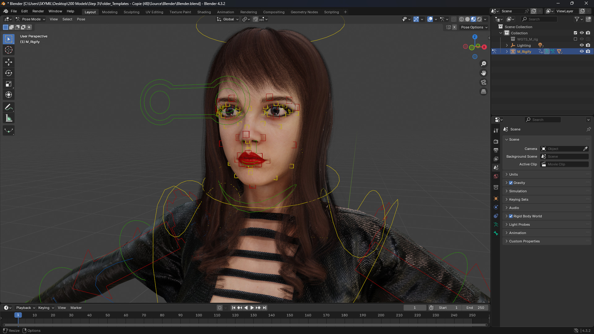 Realistic Dark Sorceress Woman Character Magic Low-poly 3D model_12