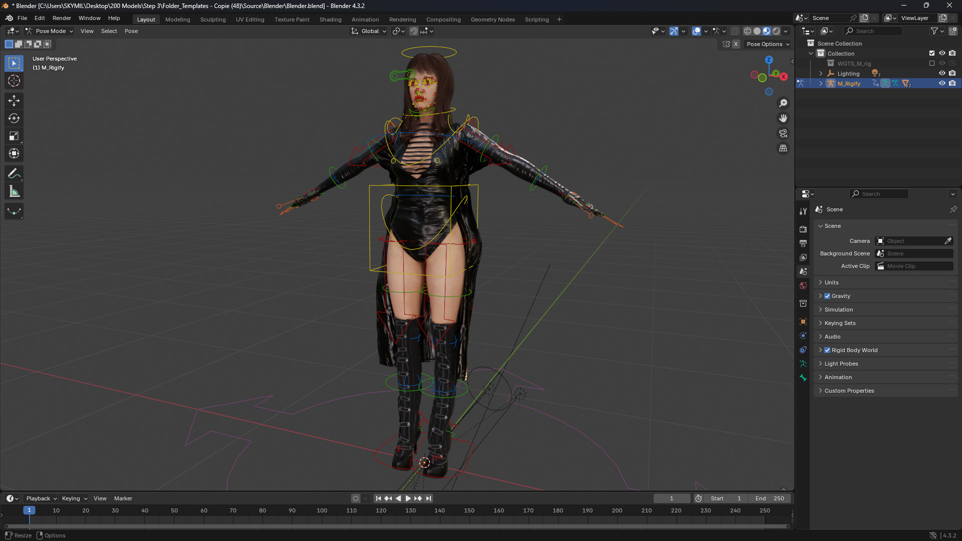 Realistic Dark Sorceress Woman Character Magic Low-poly 3D model_13