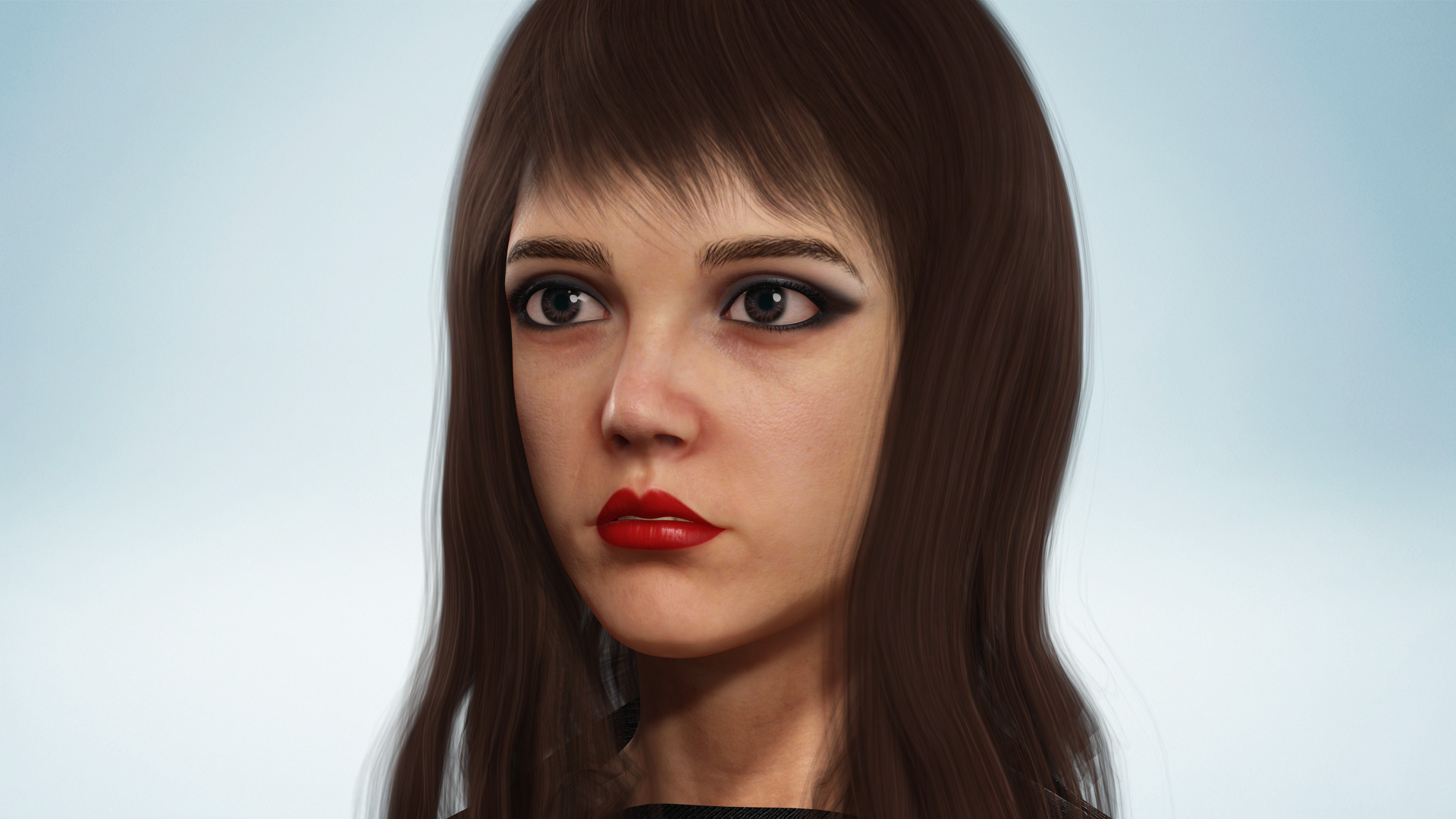 Realistic Dark Sorceress Woman Character Magic Low-poly 3D model_1