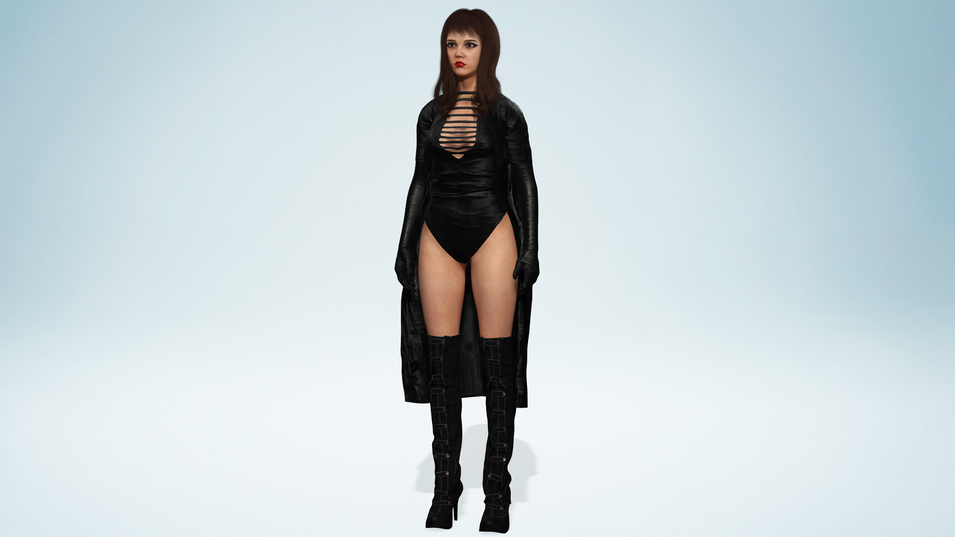 Realistic Dark Sorceress Woman Character Magic Low-poly 3D model_5