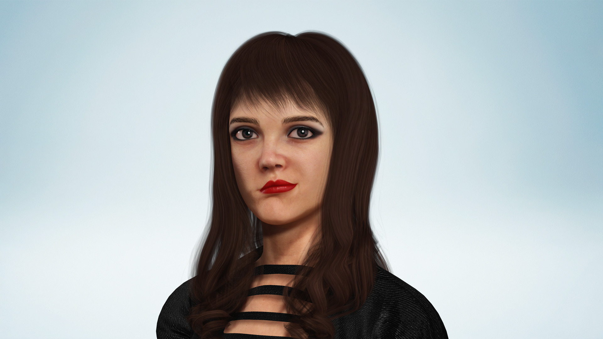 Realistic Dark Sorceress Woman Character Magic Low-poly 3D model_7