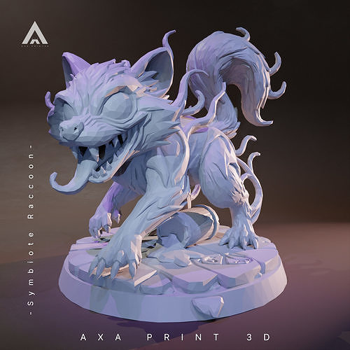 Symbiote Raccoon - Dark Creature STL by AXA PRINT 3D 3D print model