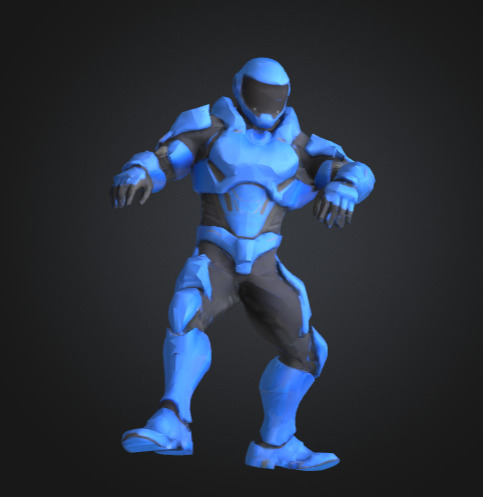 Futuristic Blue Soldier Model Tactical Armored SciFi Character Low-poly 3D model_14