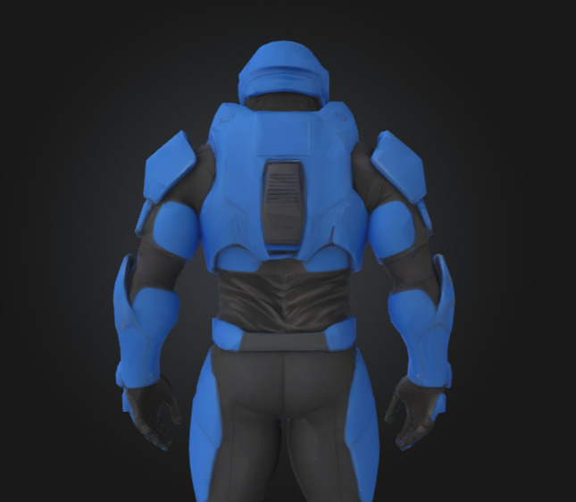Futuristic Blue Soldier Model Tactical Armored SciFi Character Low-poly 3D model_4
