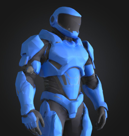 Futuristic Blue Soldier Model Tactical Armored SciFi Character Low-poly 3D model_2