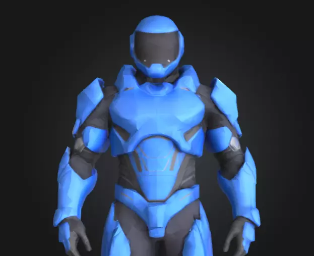 Futuristic Blue Soldier Model Tactical Armored SciFi Character Low-poly 3D model_0
