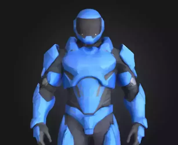 Futuristic Blue Soldier Model Tactical Armored SciFi Character Low-poly 3D model
