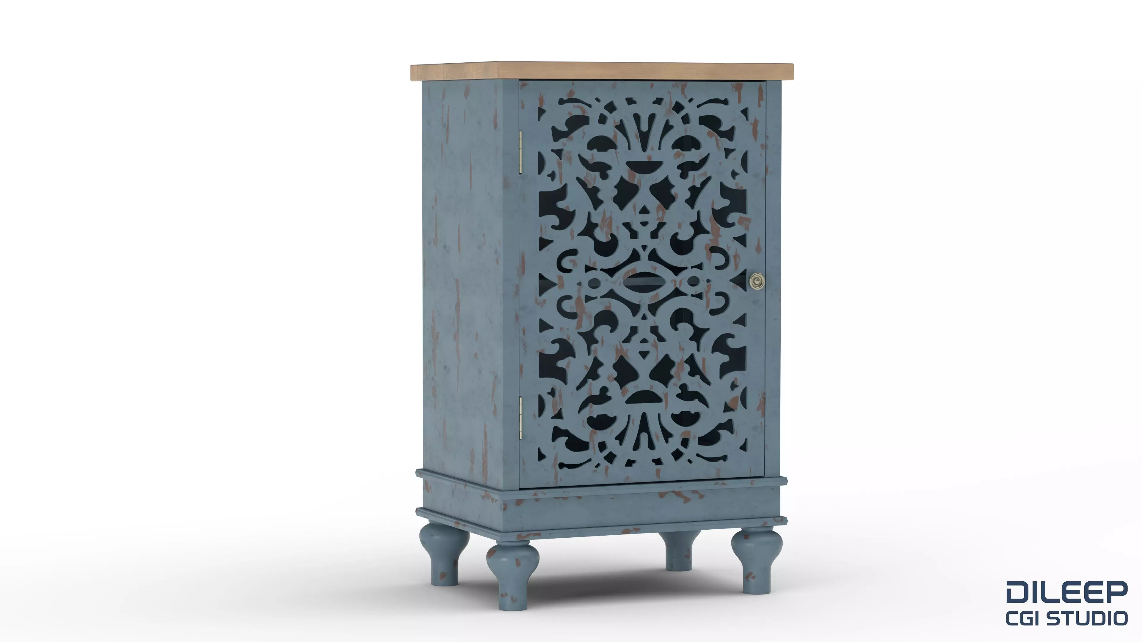 Stylized Wooden Cabinet Low-poly 3D model_0