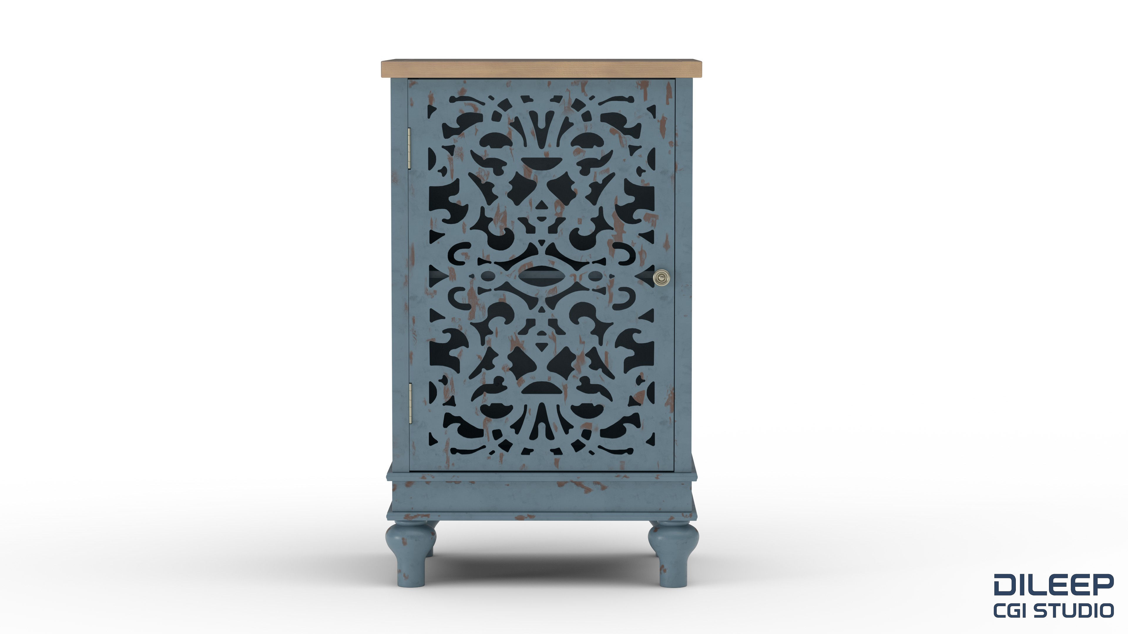 Stylized Wooden Cabinet Low-poly 3D model_1