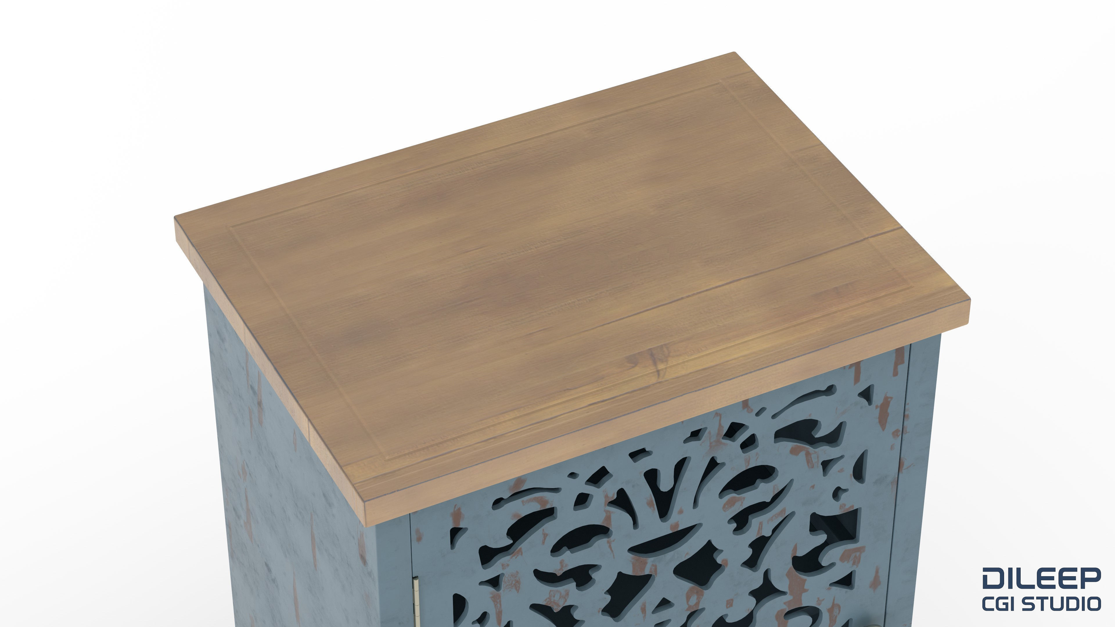Stylized Wooden Cabinet Low-poly 3D model_3