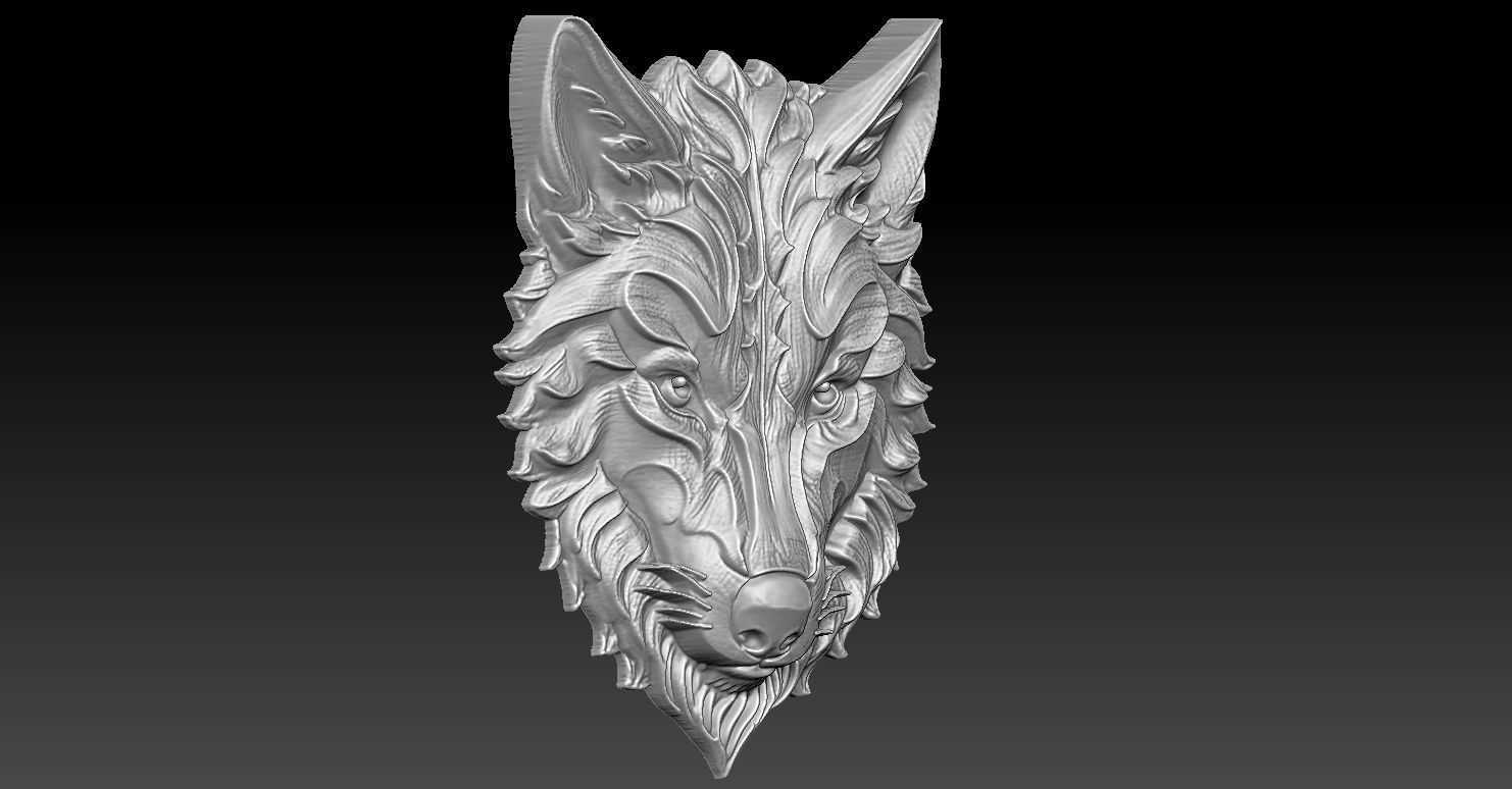 1 wolf head CNC Relief Model 3D print model_1