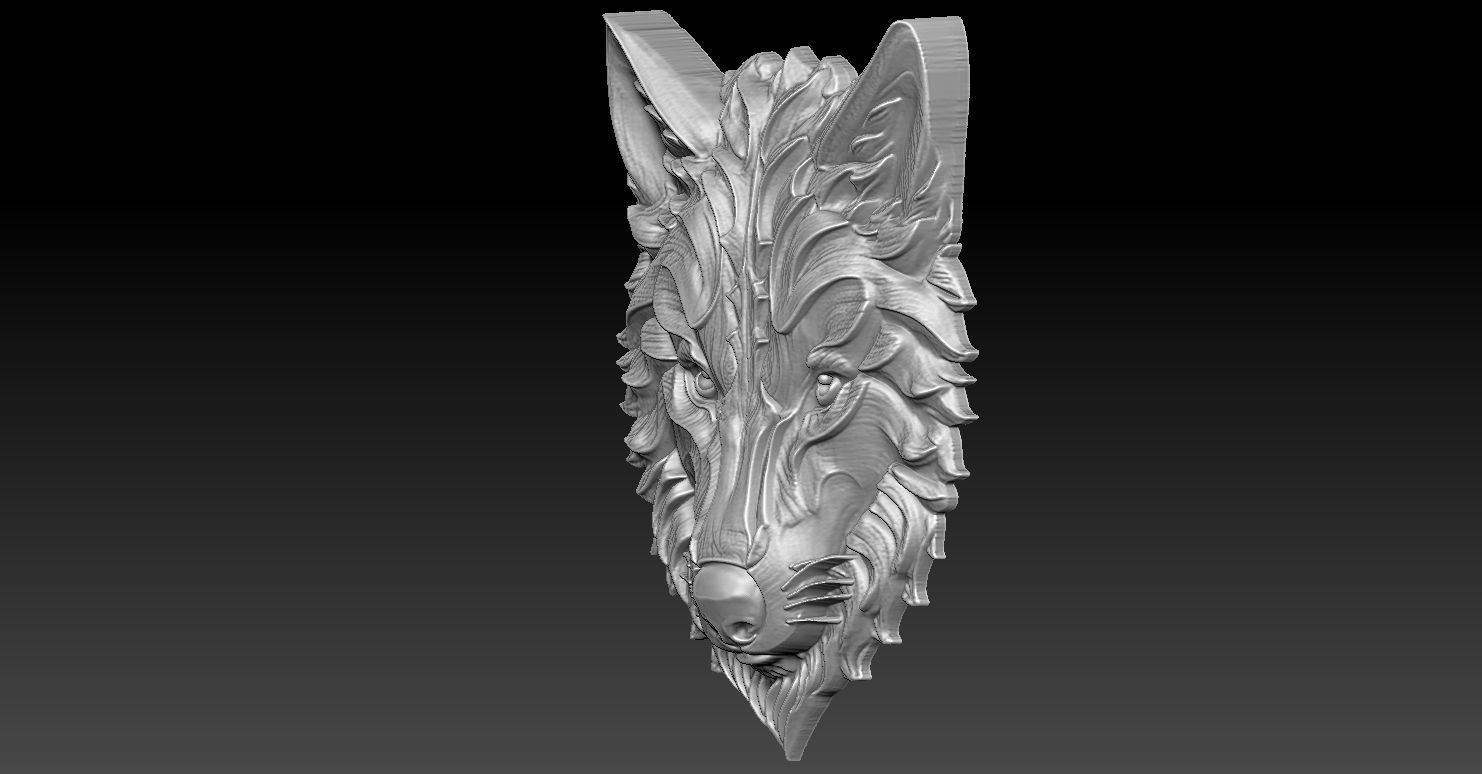 1 wolf head CNC Relief Model 3D print model_2