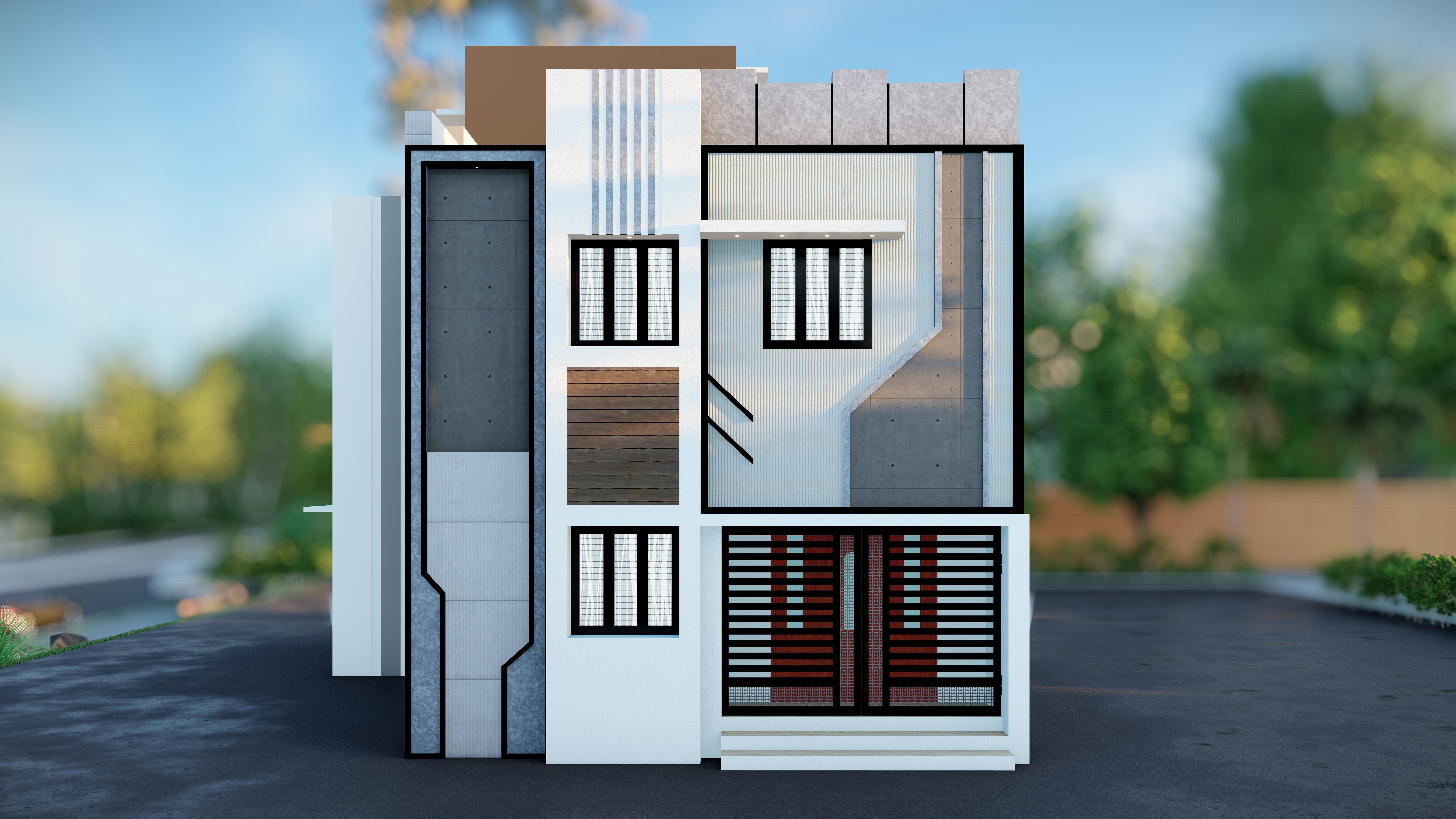 3 Stunning House Elevation 3D Models for Your Dream Home 3D model_10