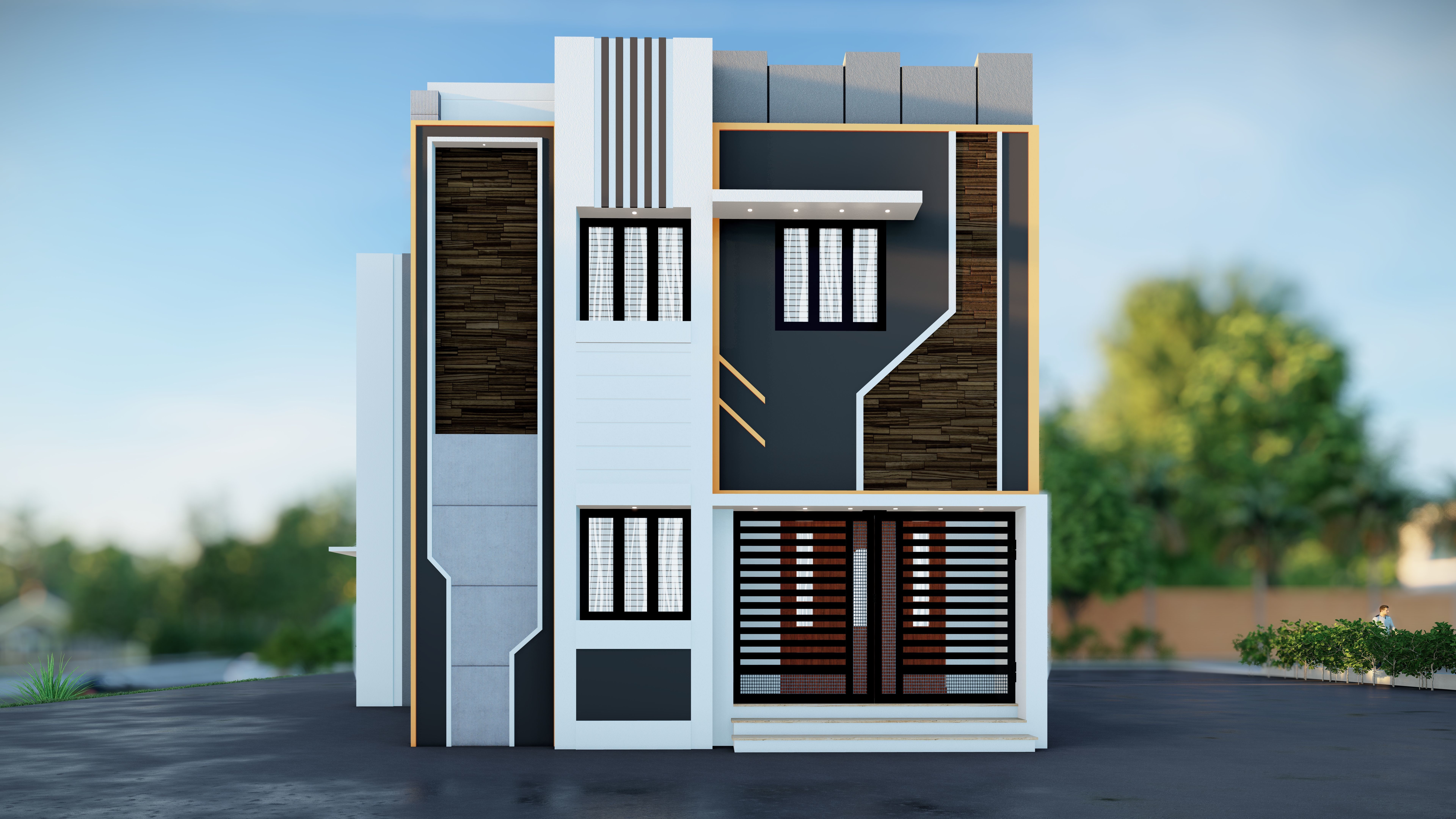 3 Stunning House Elevation 3D Models for Your Dream Home 3D model_7