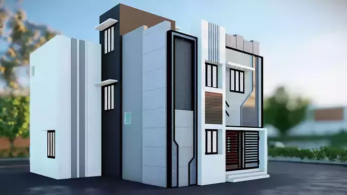 3 Stunning House Elevation 3D Models for Your Dream Home 3D model