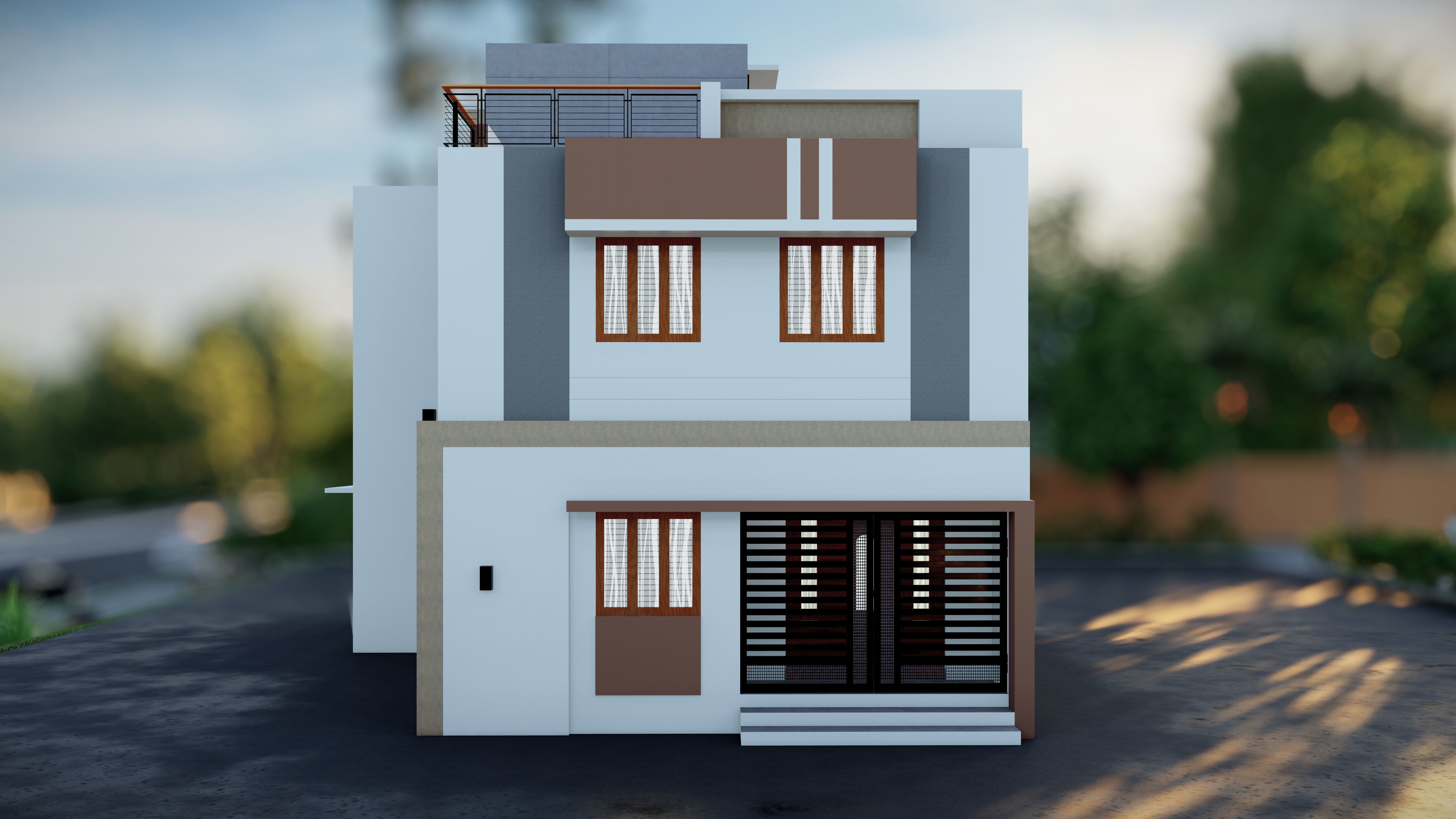 3 Stunning House Elevation 3D Models for Your Dream Home 3D model_6