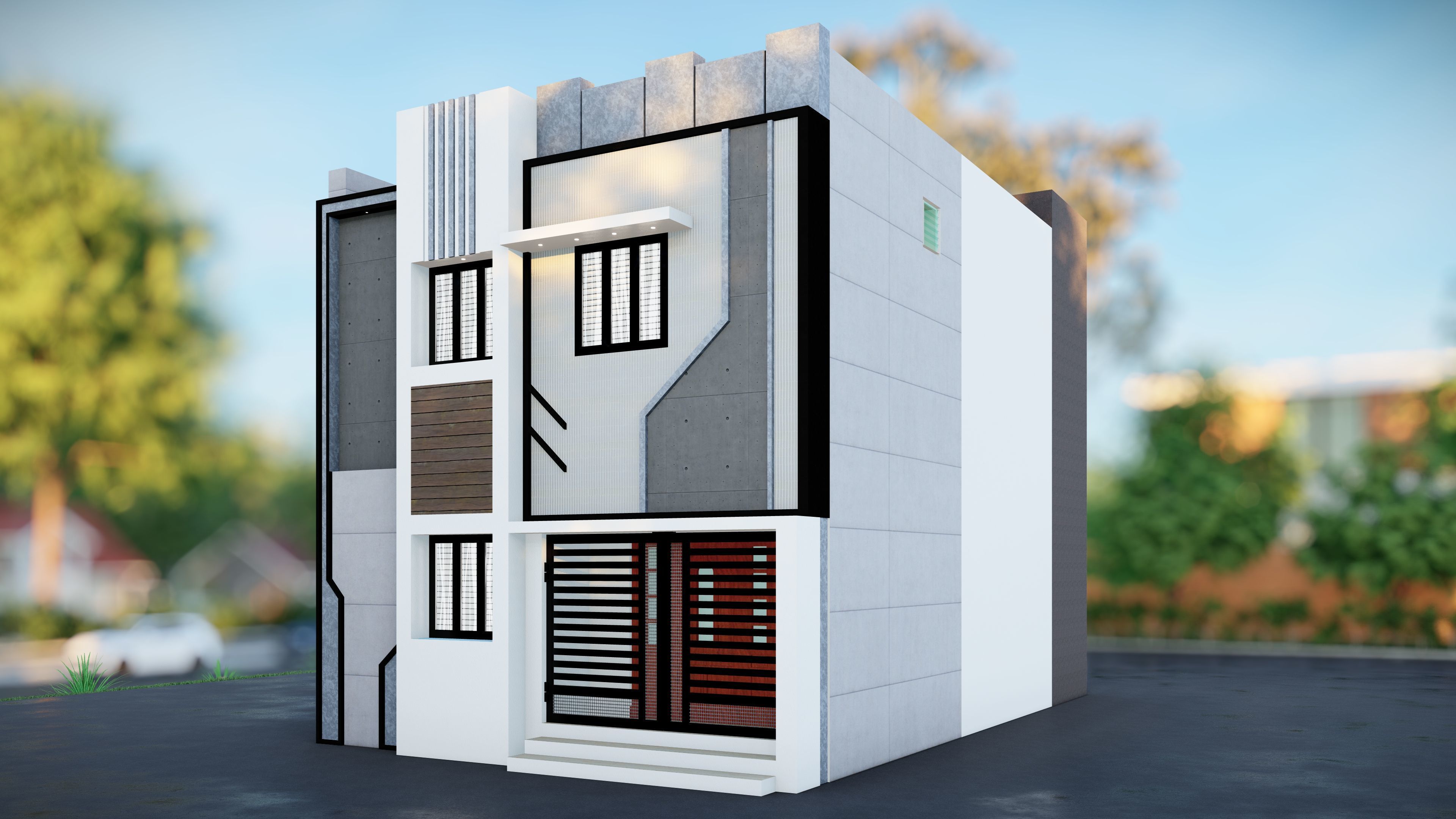 3 Stunning House Elevation 3D Models for Your Dream Home 3D model_5