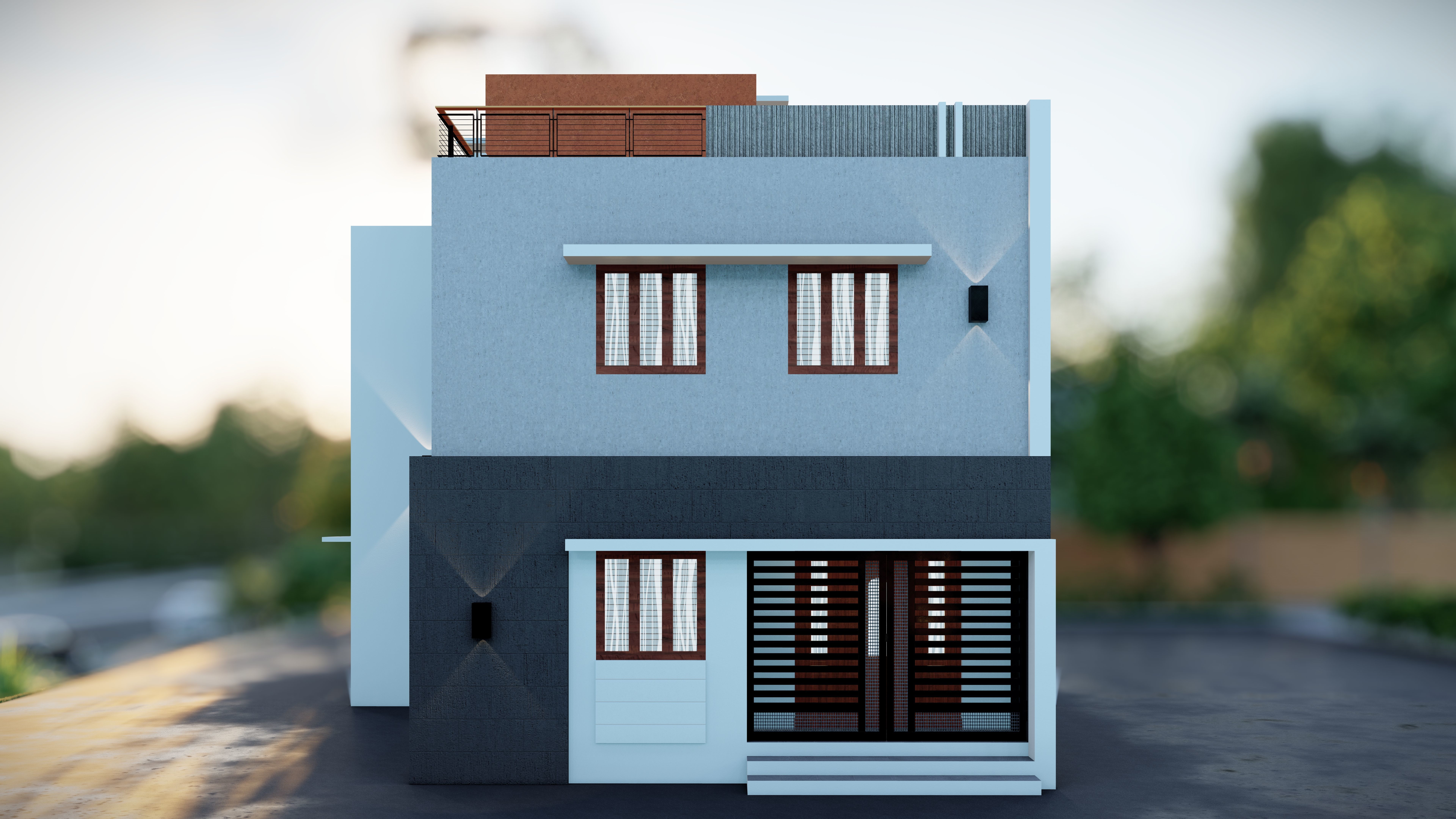 3 Stunning House Elevation 3D Models for Your Dream Home 3D model_8