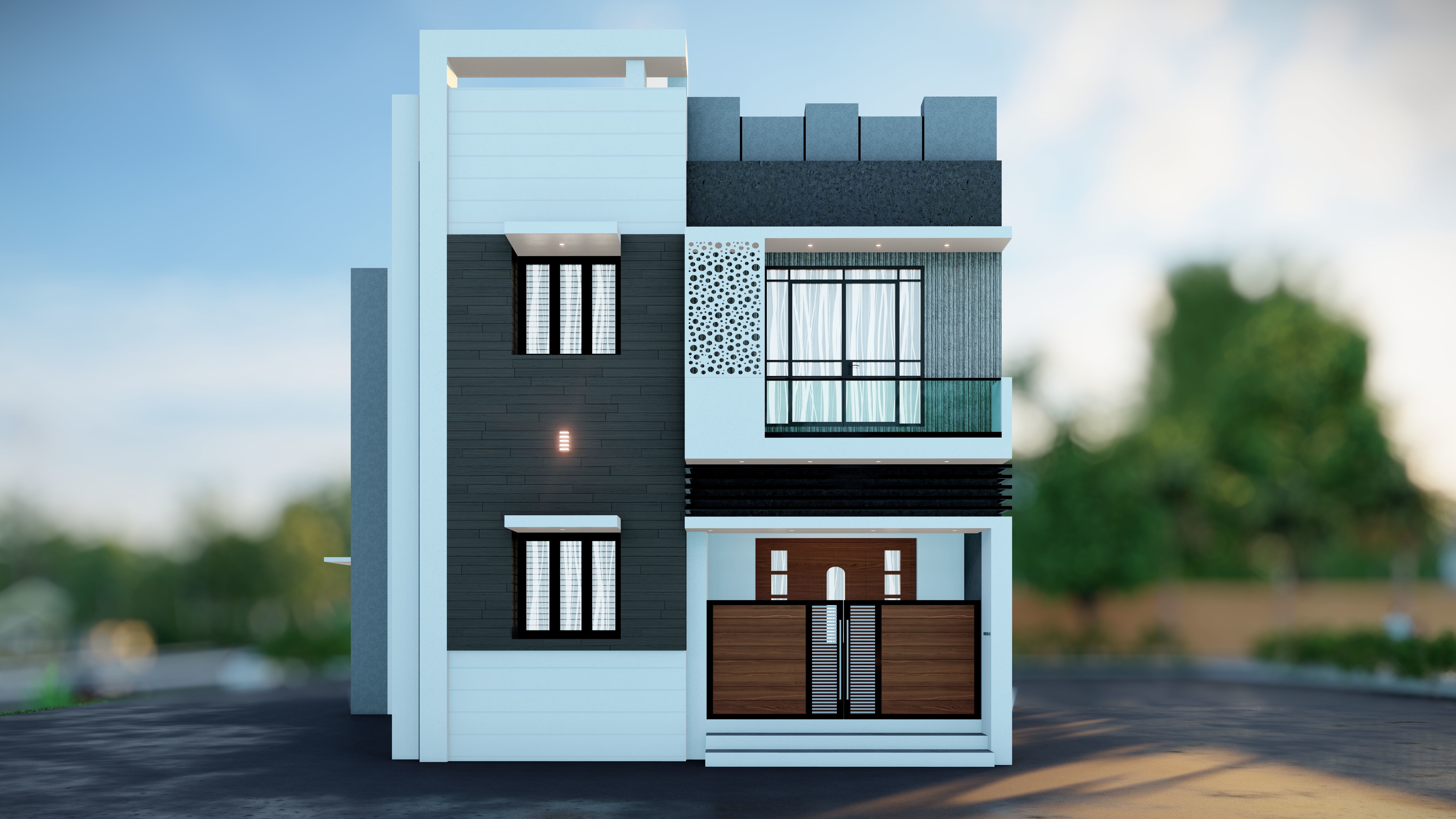 3 Stunning House Elevation 3D Models for Your Dream Home 3D model_3