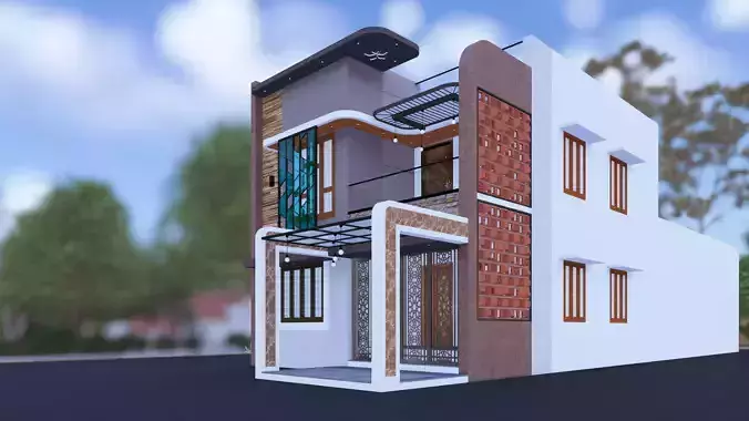 Sleek  and Simple Minimalist House Model 3D model