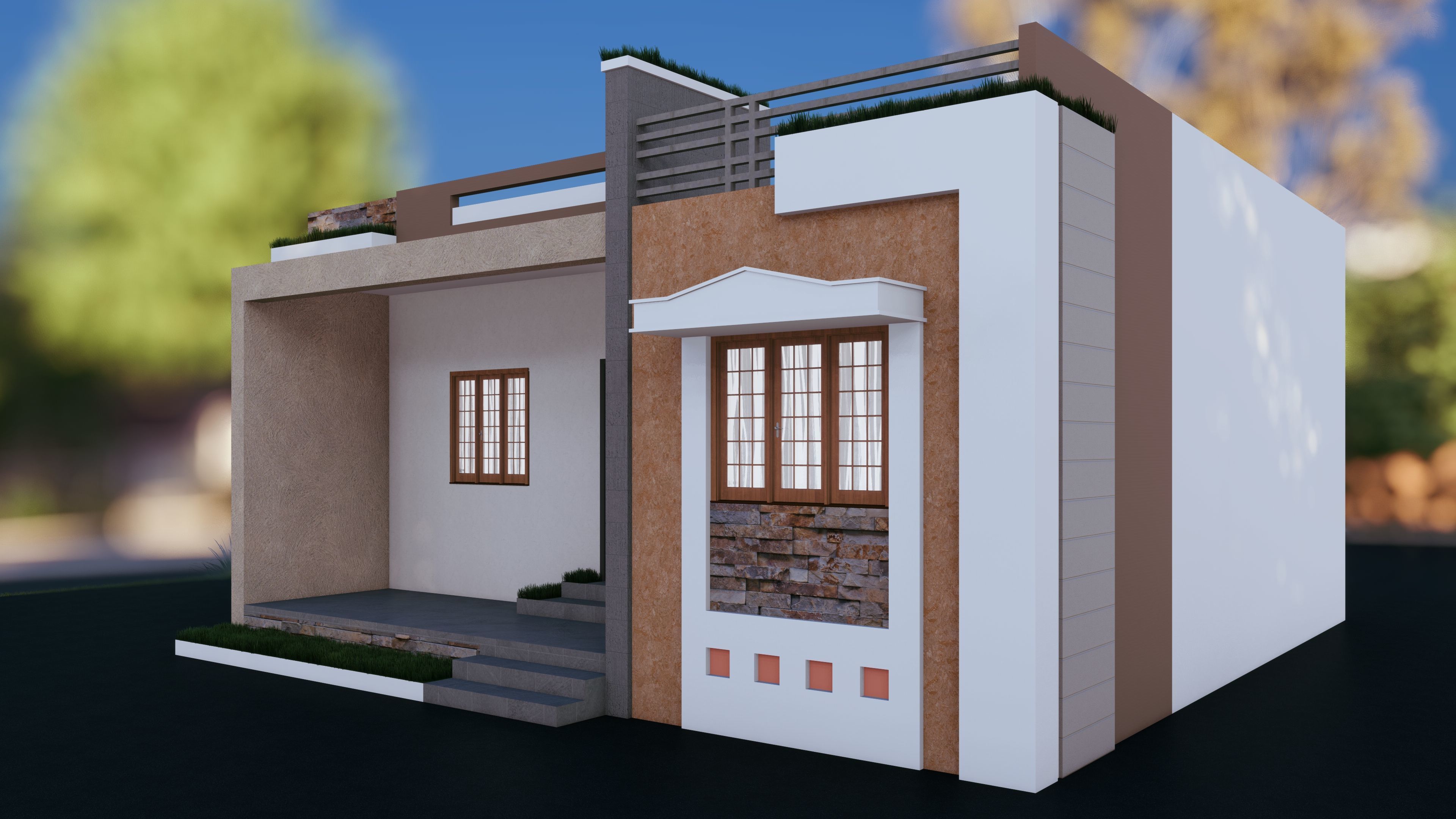 Elegant Minimalist House Design in 3D Low-poly 3D model_5