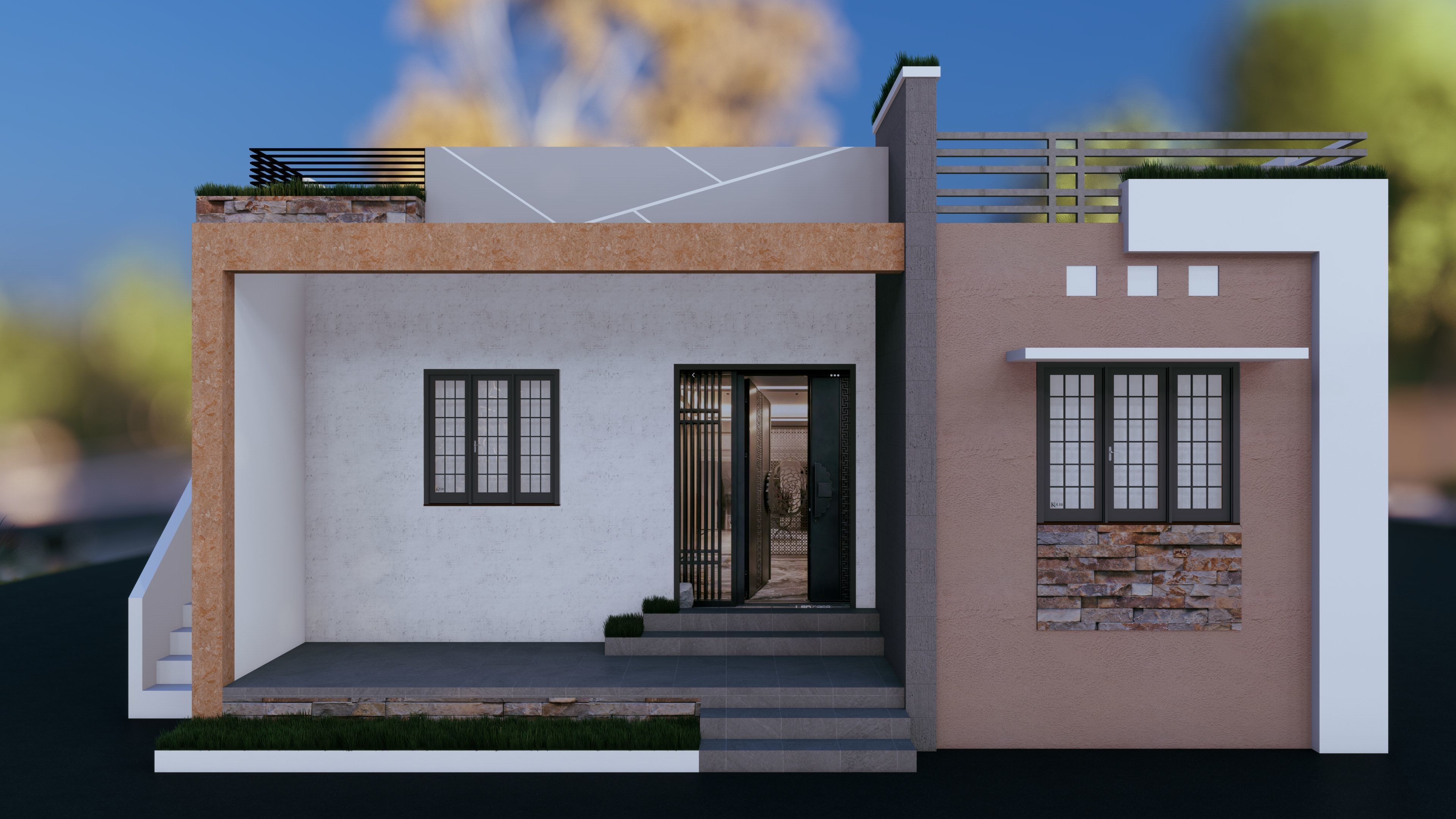Elegant Minimalist House Design in 3D Low-poly 3D model_1