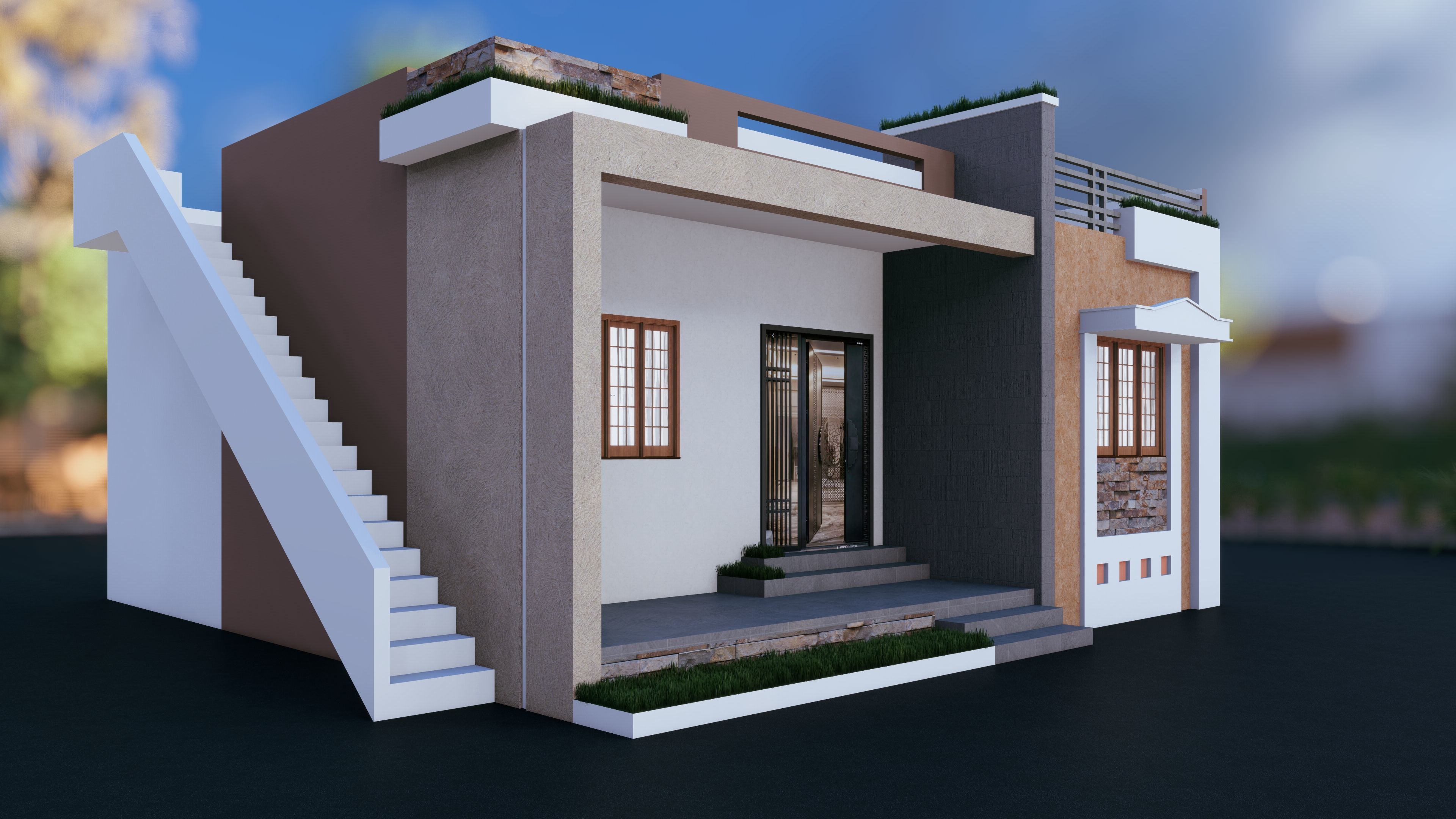 Elegant Minimalist House Design in 3D Low-poly 3D model_6