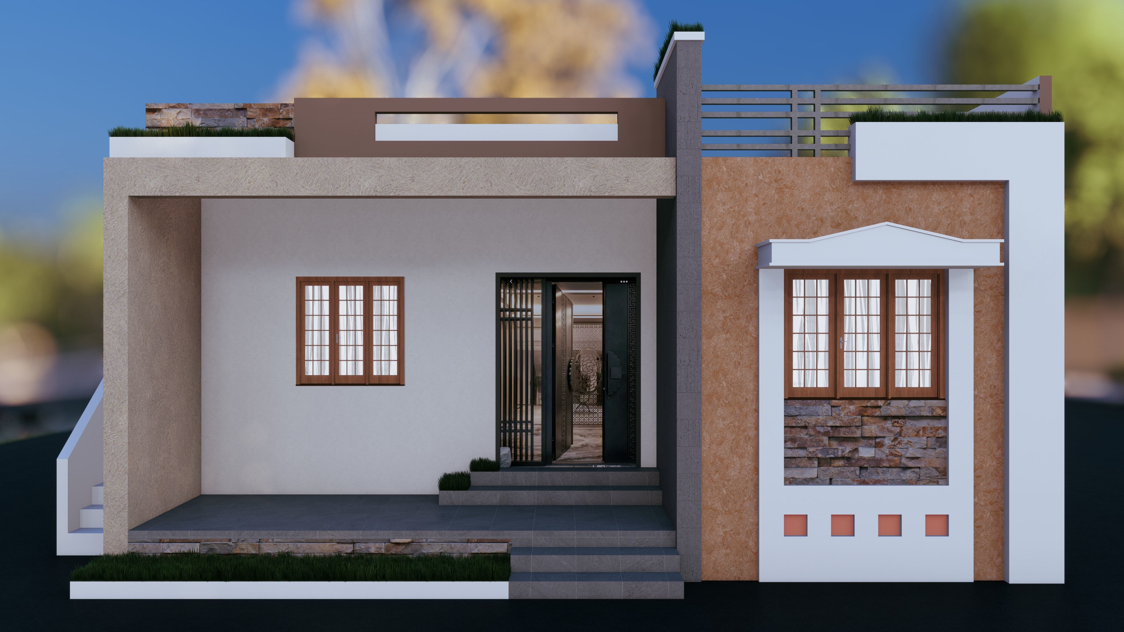 Elegant Minimalist House Design in 3D Low-poly 3D model_7