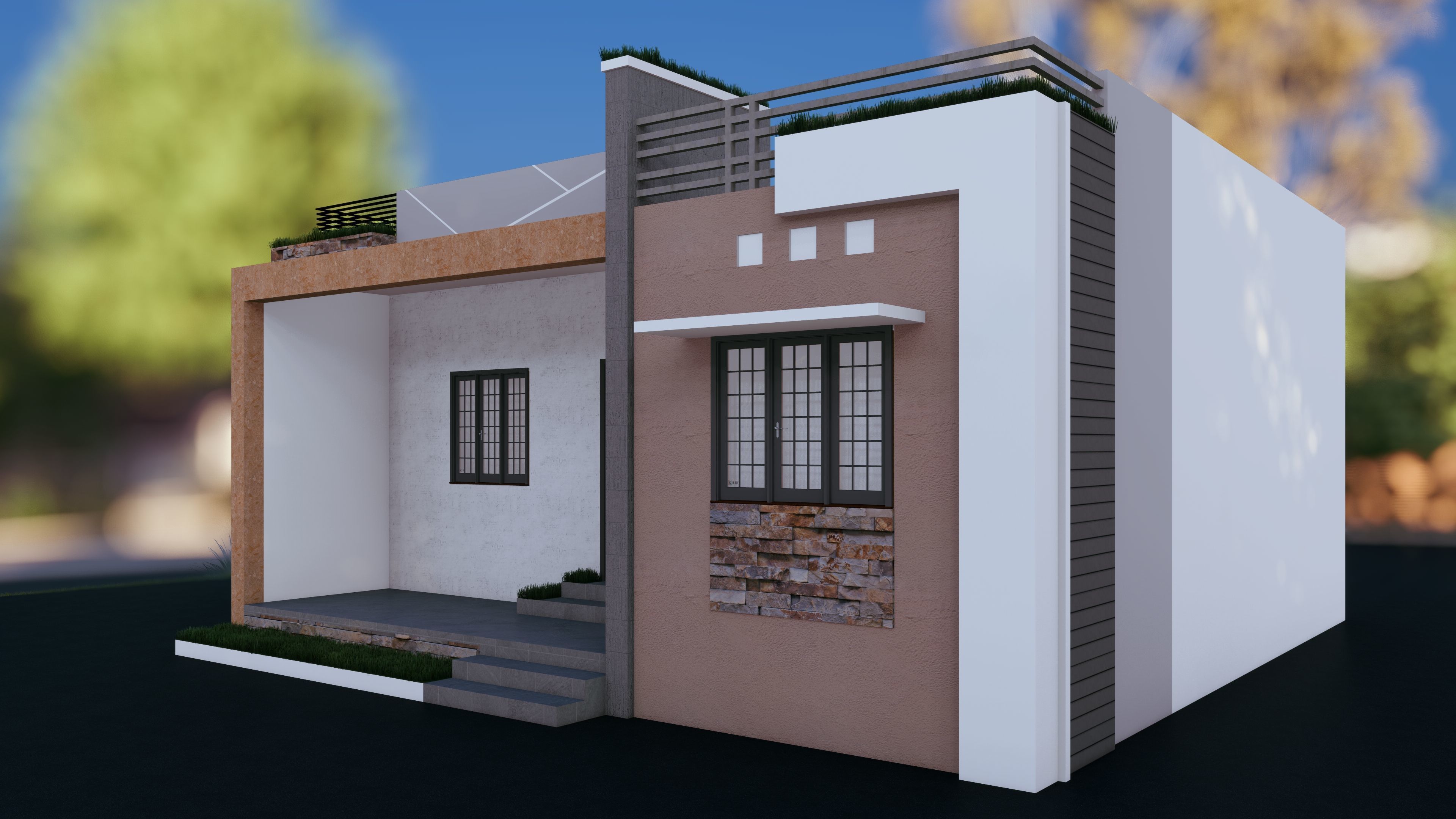 Elegant Minimalist House Design in 3D Low-poly 3D model_2