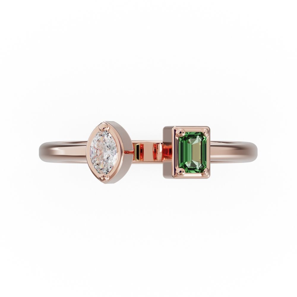 Emerald and marquise ring 3D print model_3