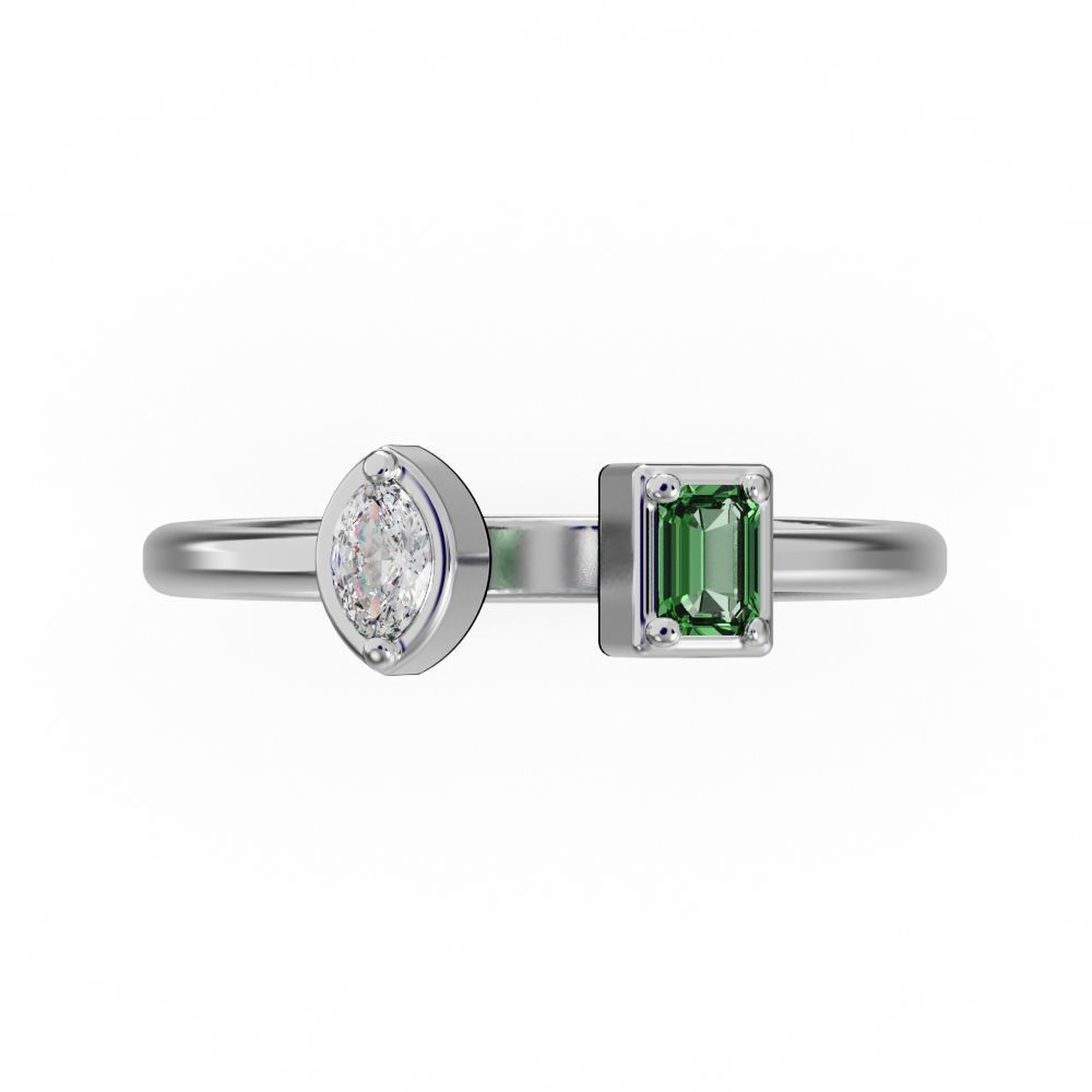 Emerald and marquise ring 3D print model_11