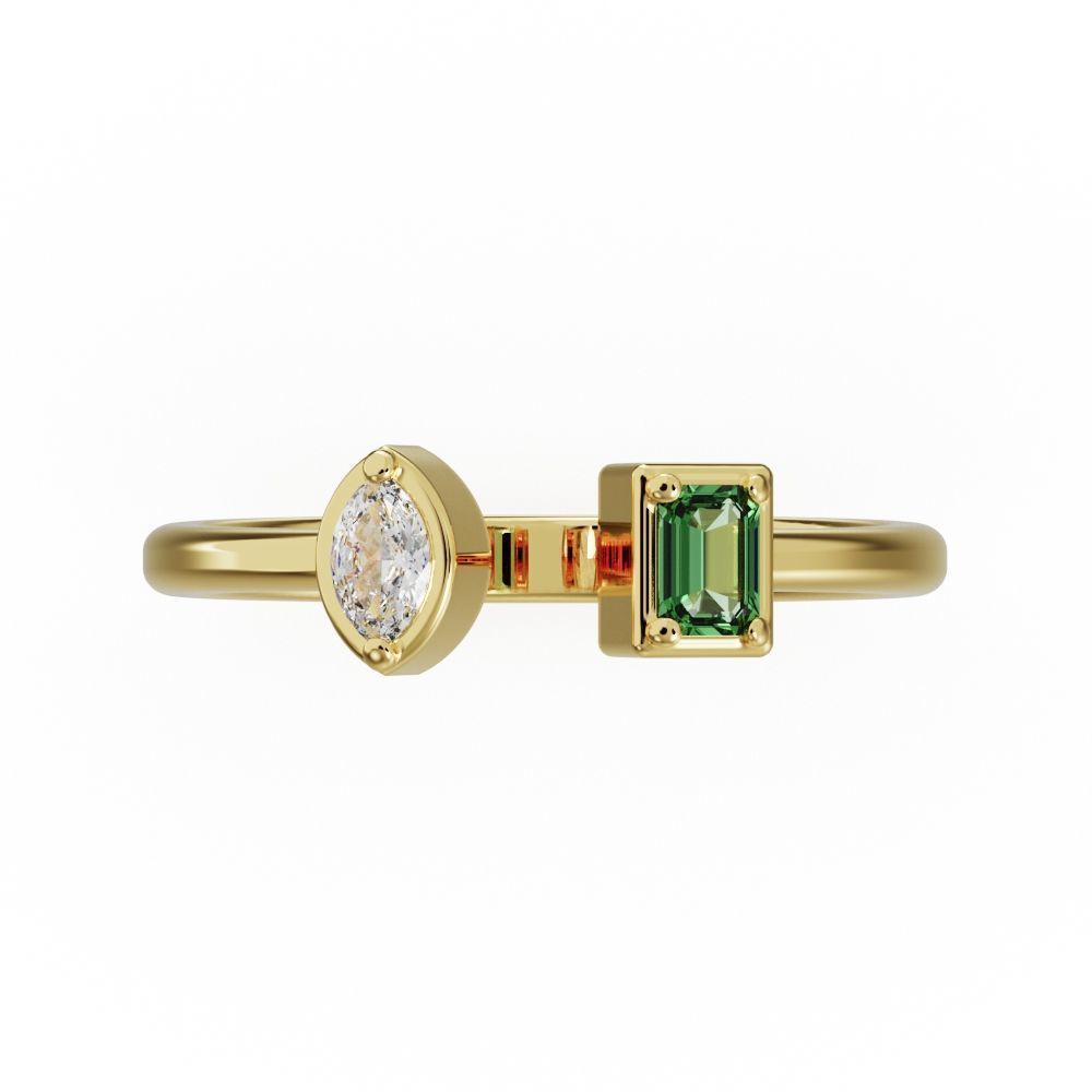 Emerald and marquise ring 3D print model_15