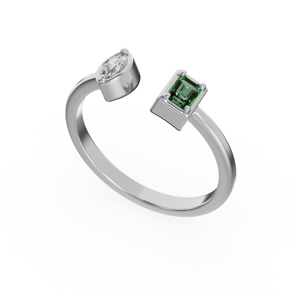Emerald and marquise ring 3D print model_14