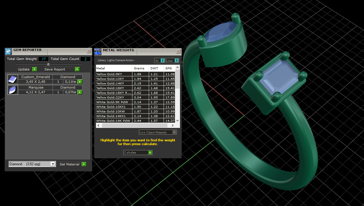 Emerald and marquise ring 3D print model_1