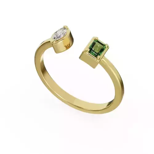 Emerald and marquise ring