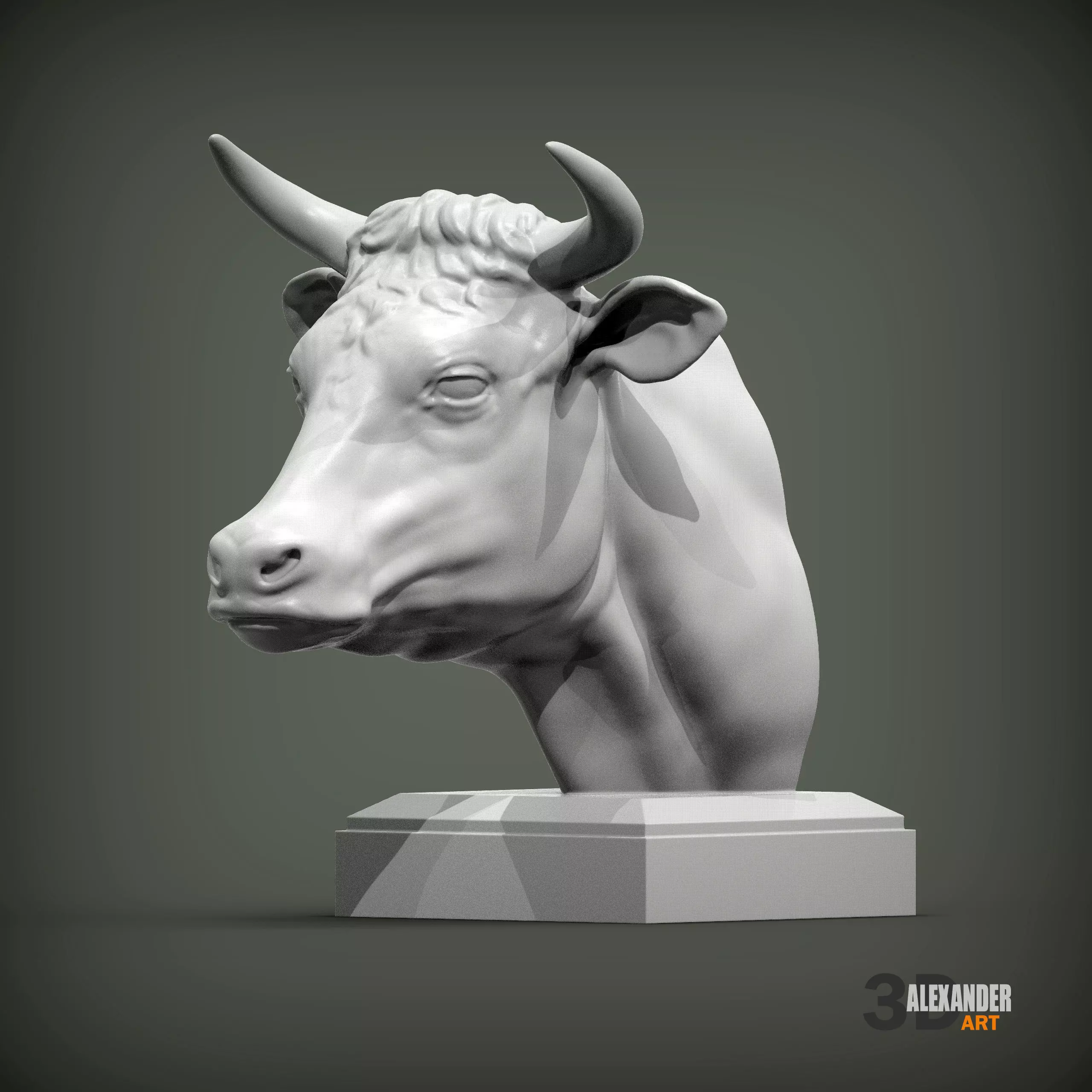 Cow bust 3D print model