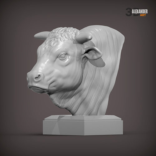 Charolais bust 3D print model