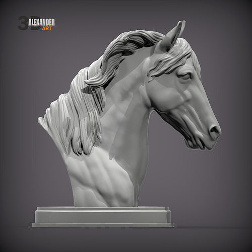 friesian horse bust 3D print model